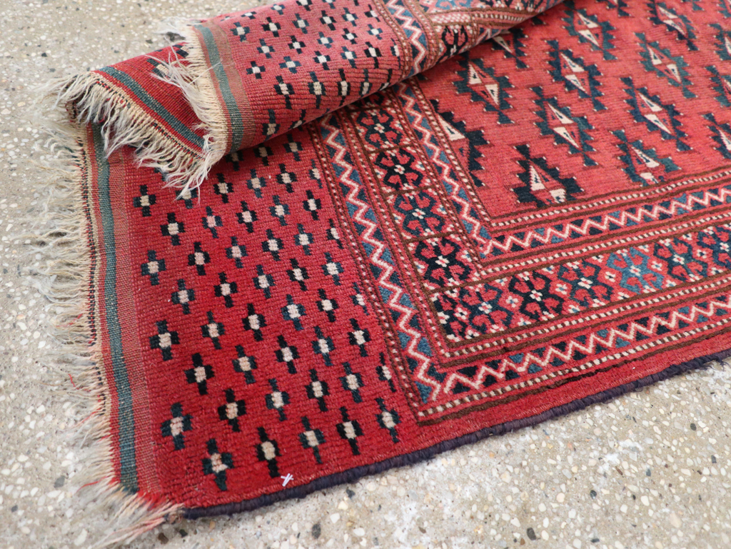 Vintage Central Asian Turkoman Tribal Throw Rug, No.30417 - Gsblank