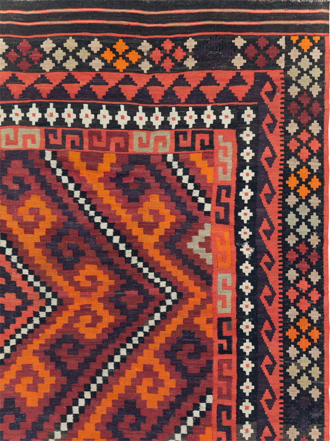 Vintage Afghan Tribal Flatweave Kilim Small Room Size Carpet, No.30420 - Gsblank
