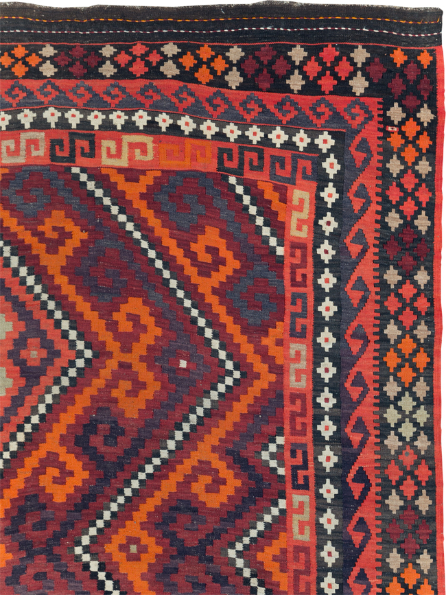 Vintage Afghan Tribal Flatweave Kilim Small Room Size Carpet, No.30420 - Gsblank