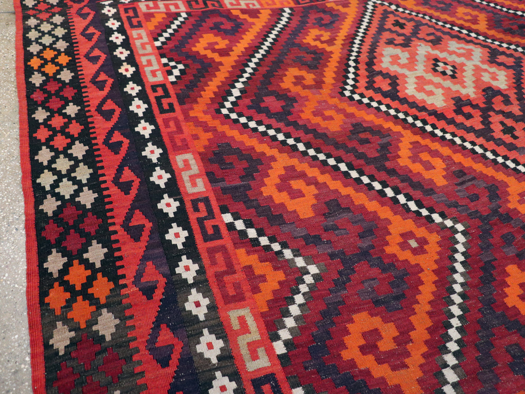 Vintage Afghan Tribal Flatweave Kilim Small Room Size Carpet, No.30420 - Gsblank