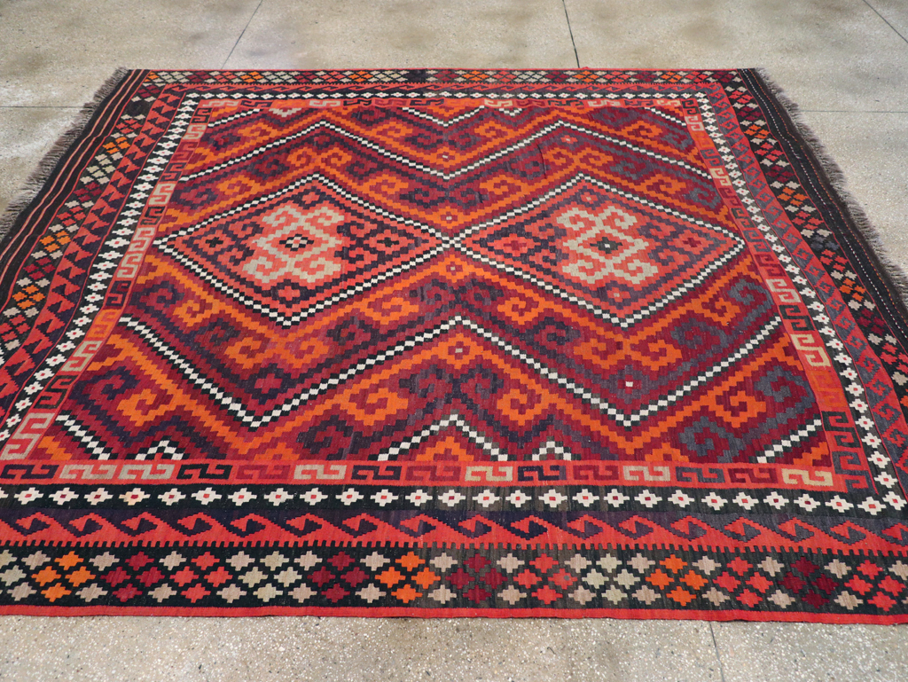 Vintage Afghan Tribal Flatweave Kilim Small Room Size Carpet, No.30420 - Gsblank