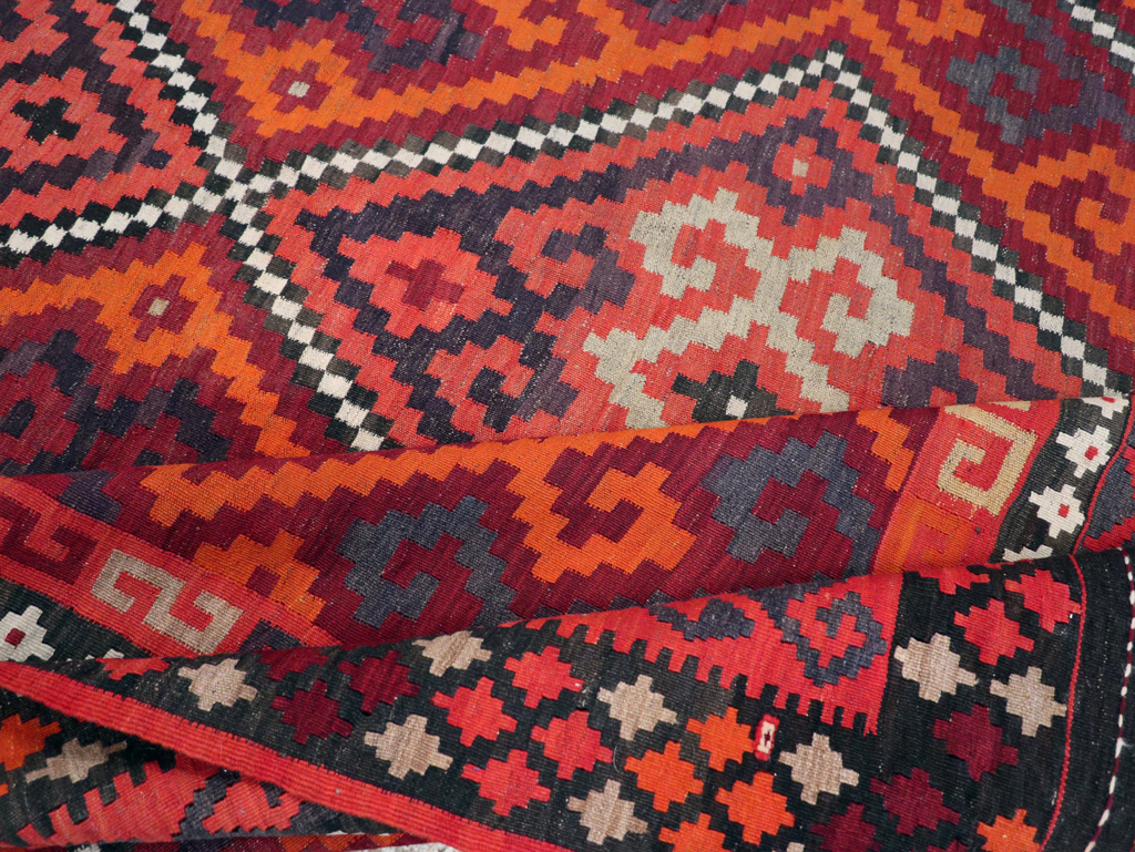 Vintage Afghan Tribal Flatweave Kilim Small Room Size Carpet, No.30420 - Gsblank