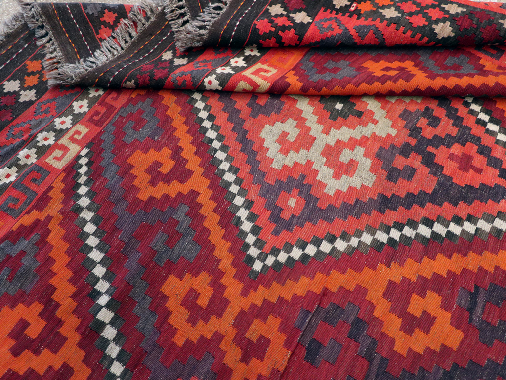 Vintage Afghan Tribal Flatweave Kilim Small Room Size Carpet, No.30420 - Gsblank