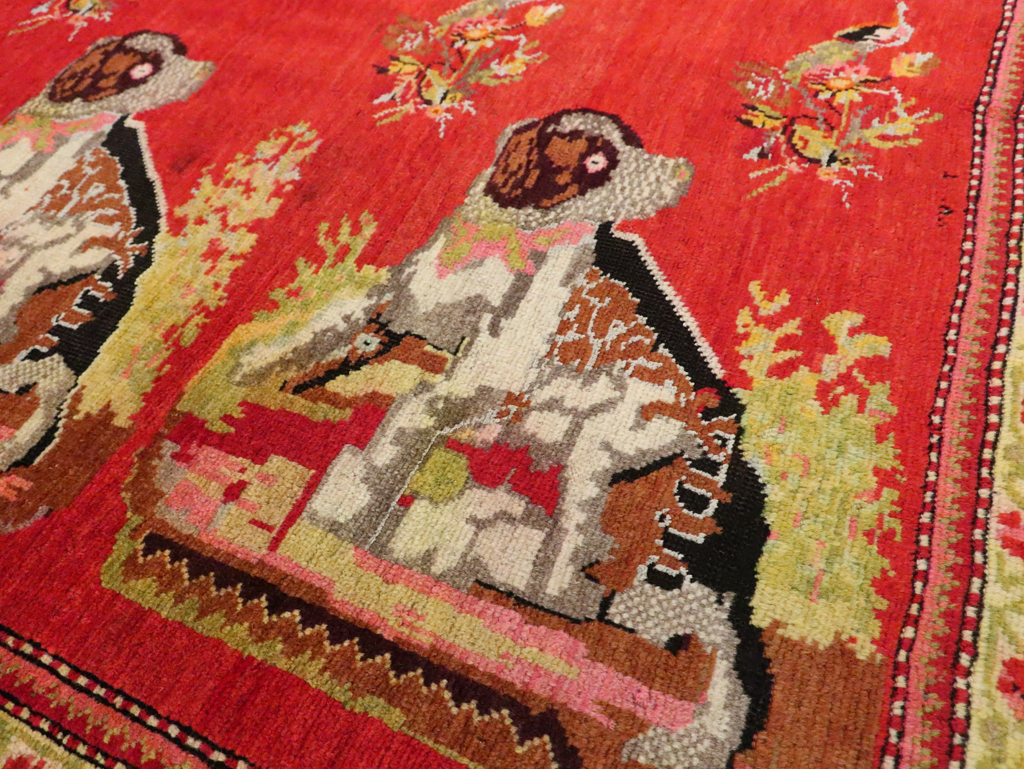 Vintage Pictorial Karabagh Rug, No.30422 - Gsblank