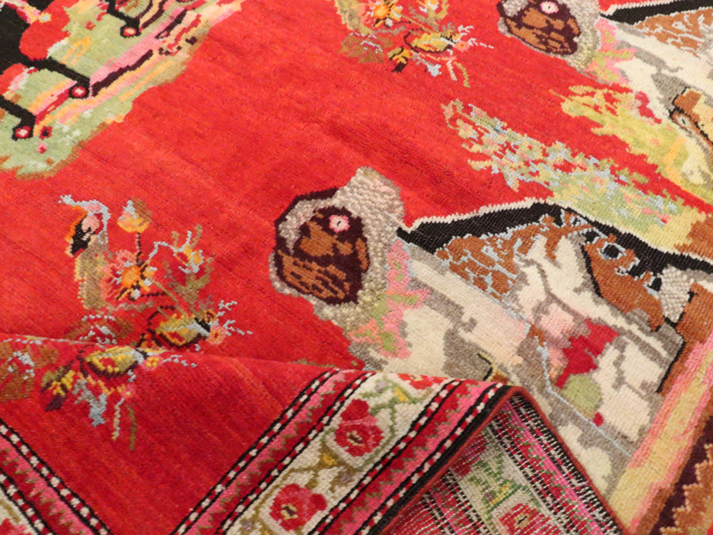 Vintage Pictorial Karabagh Rug, No.30422 - Gsblank