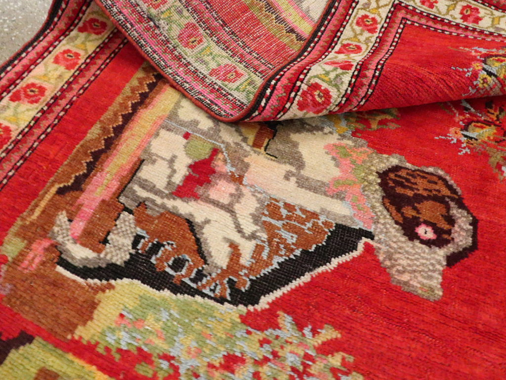 Vintage Pictorial Karabagh Rug, No.30422 - Gsblank