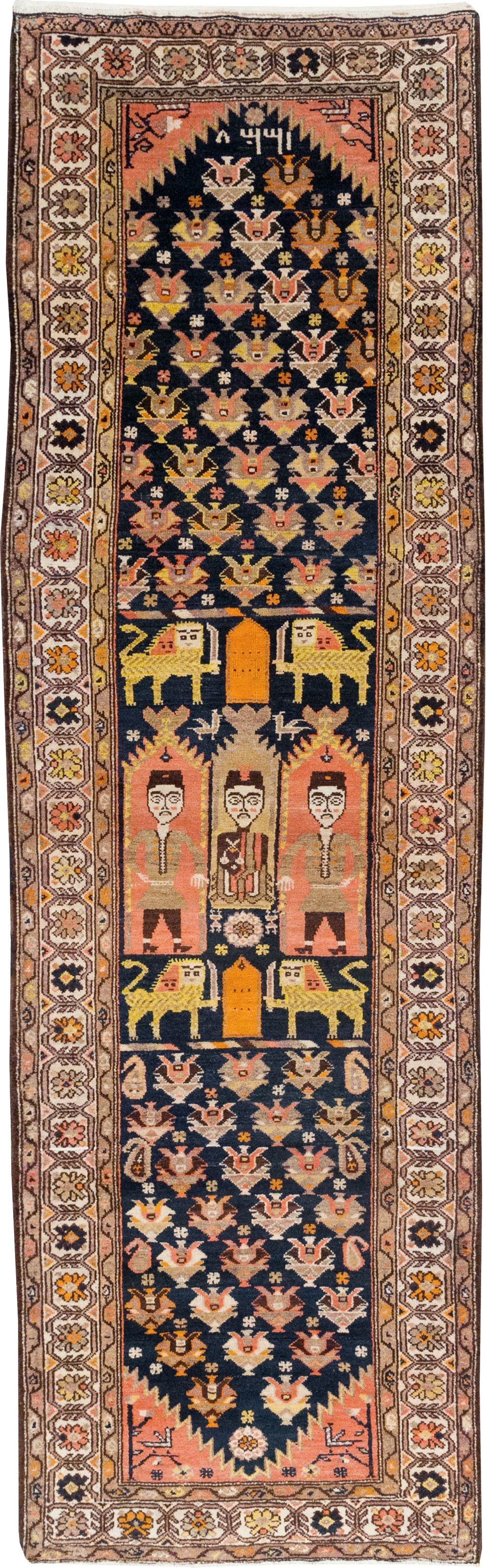 Antique Persian Hamadan Pictorial Runner, No.30426 - Gsblank