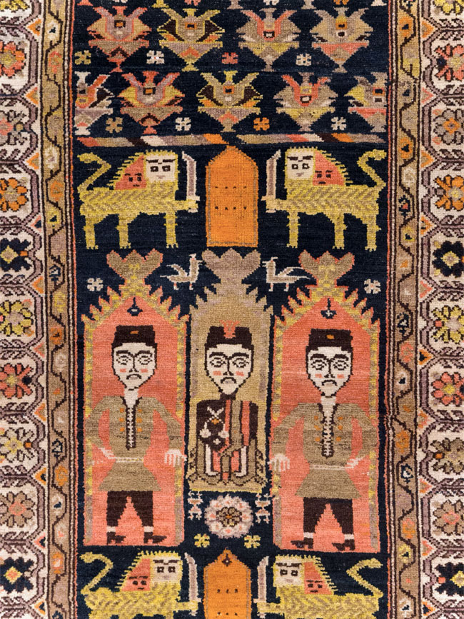 Antique Persian Hamadan Pictorial Runner, No.30426 - Gsblank