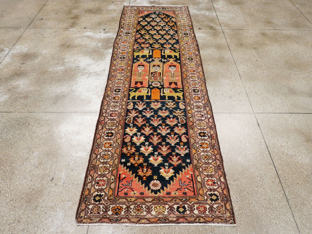 Antique Persian Hamadan Pictorial Runner, No.30426 - Gsblank