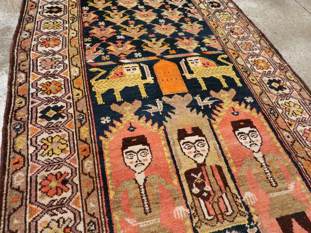 Antique Persian Hamadan Pictorial Runner, No.30426 - Gsblank