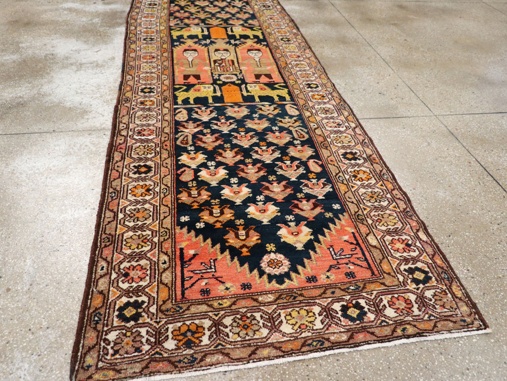 Antique Persian Hamadan Pictorial Runner, No.30426 - Gsblank