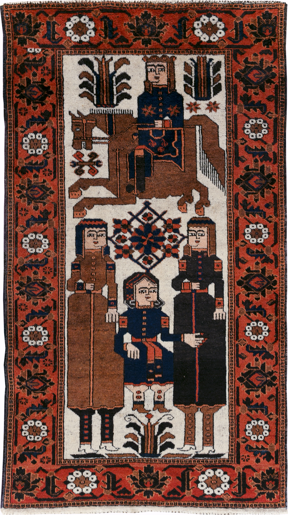 Vintage Pictorial Bakhtiari Rug, No.30427 - Gsblank