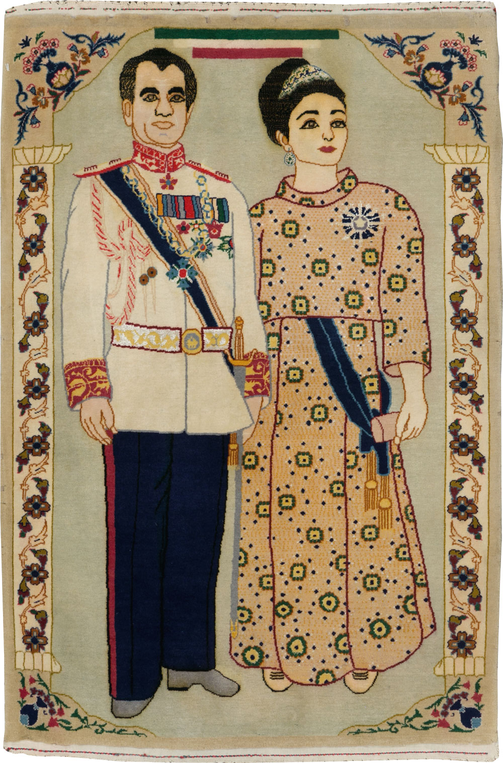 Vintage Persian Pictorial Kashan Rug, No.30438 - Gsblank