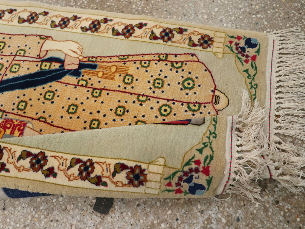 Vintage Persian Pictorial Kashan Rug, No.30438 - Gsblank