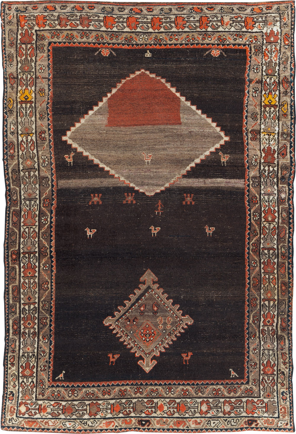 Antique Persian Hamadan Accent Rug, No.30439 - Gsblank