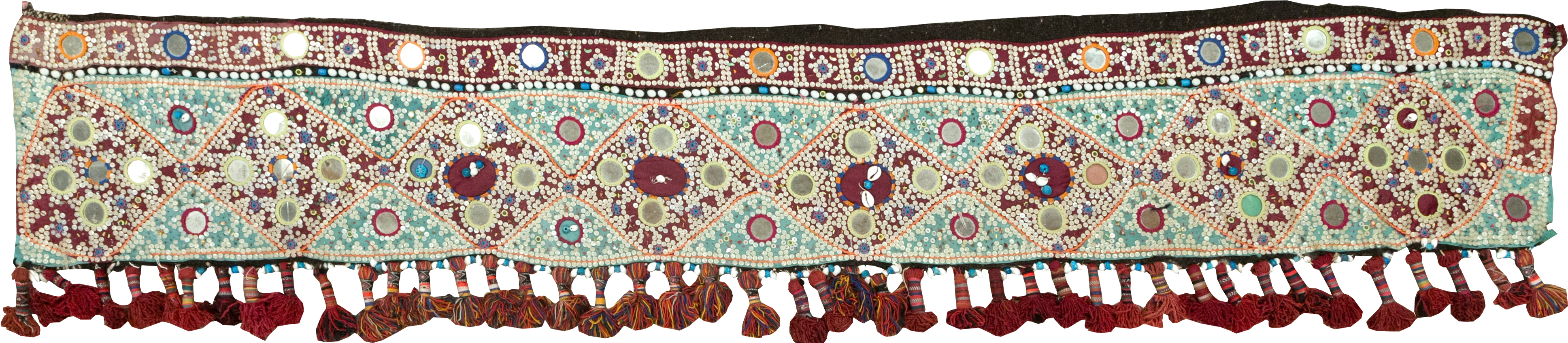 Vintage Persian Embroidered and Beaded Door Overhang Textile, No.30454 - Gsblank