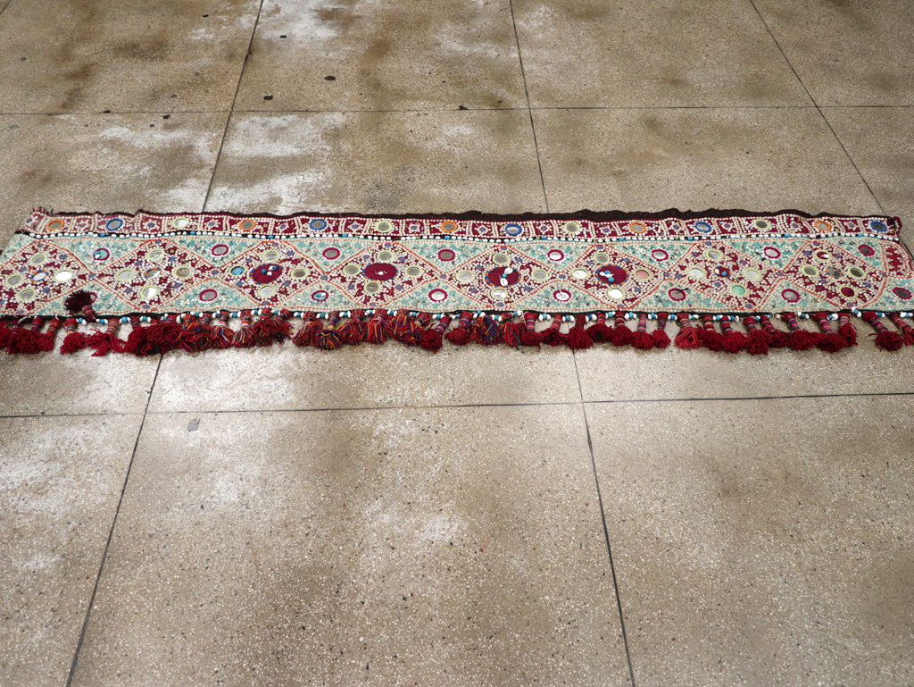 Vintage Persian Embroidered and Beaded Door Overhang Textile, No.30454 - Gsblank