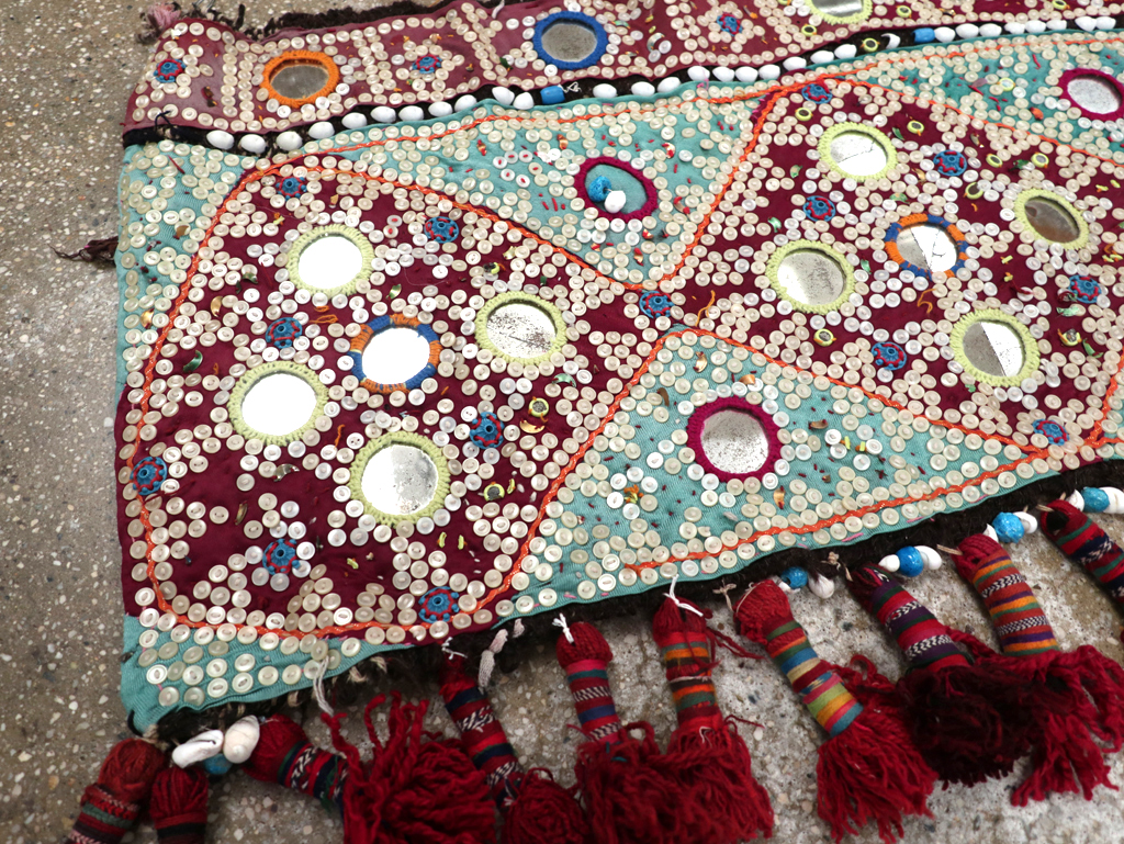 Vintage Persian Embroidered and Beaded Door Overhang Textile, No.30454 - Gsblank