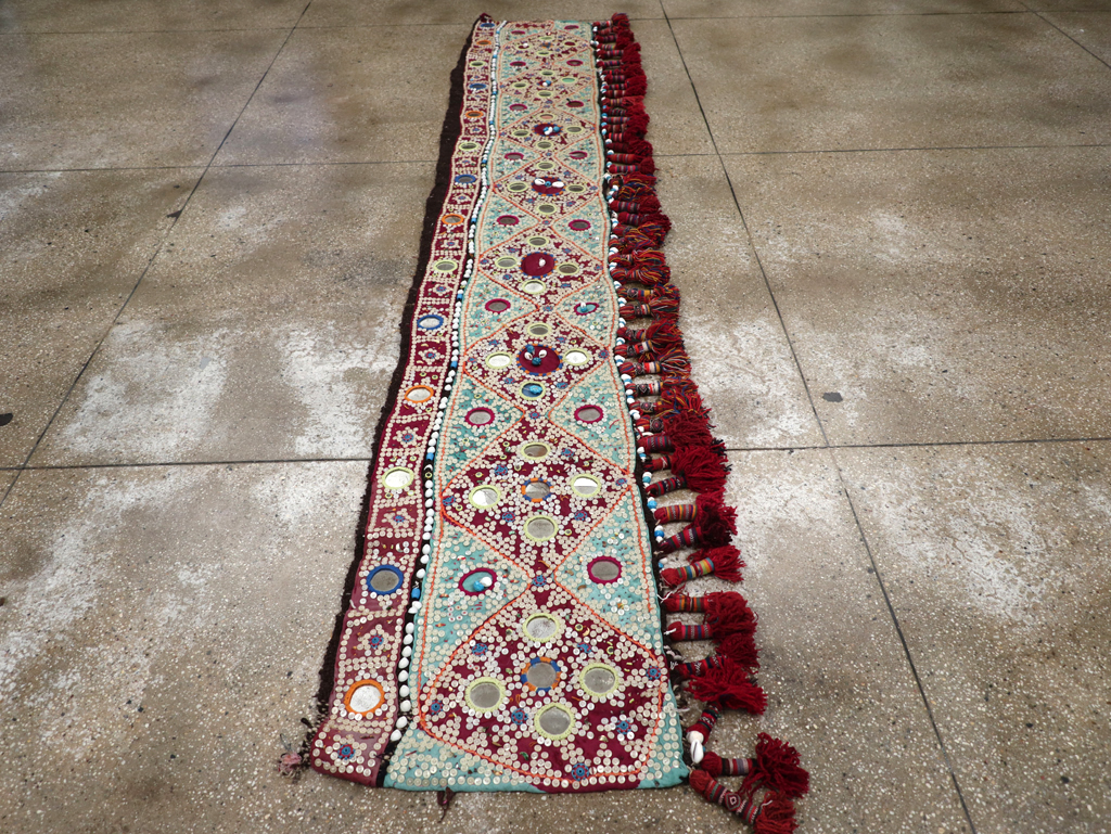 Vintage Persian Embroidered and Beaded Door Overhang Textile, No.30454 - Gsblank