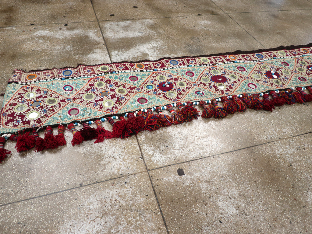 Vintage Persian Embroidered and Beaded Door Overhang Textile, No.30454 - Gsblank