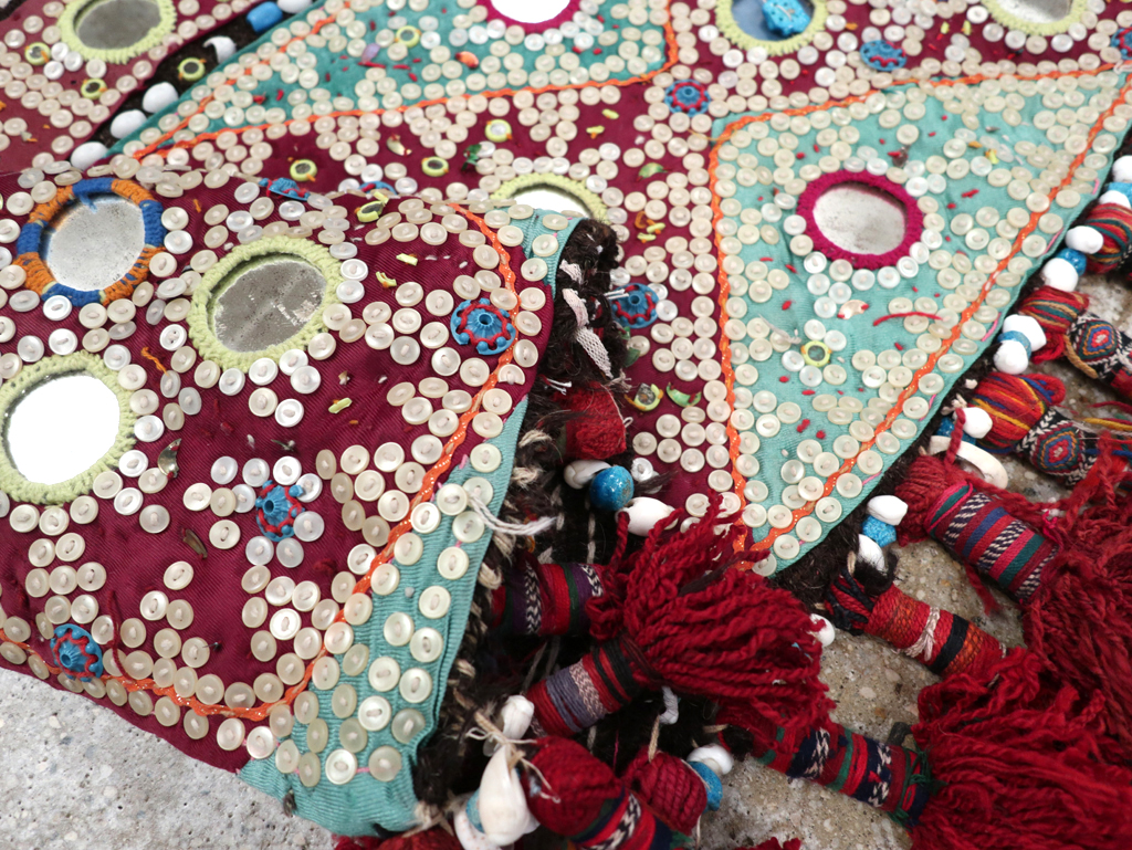 Vintage Persian Embroidered and Beaded Door Overhang Textile, No.30454 - Gsblank