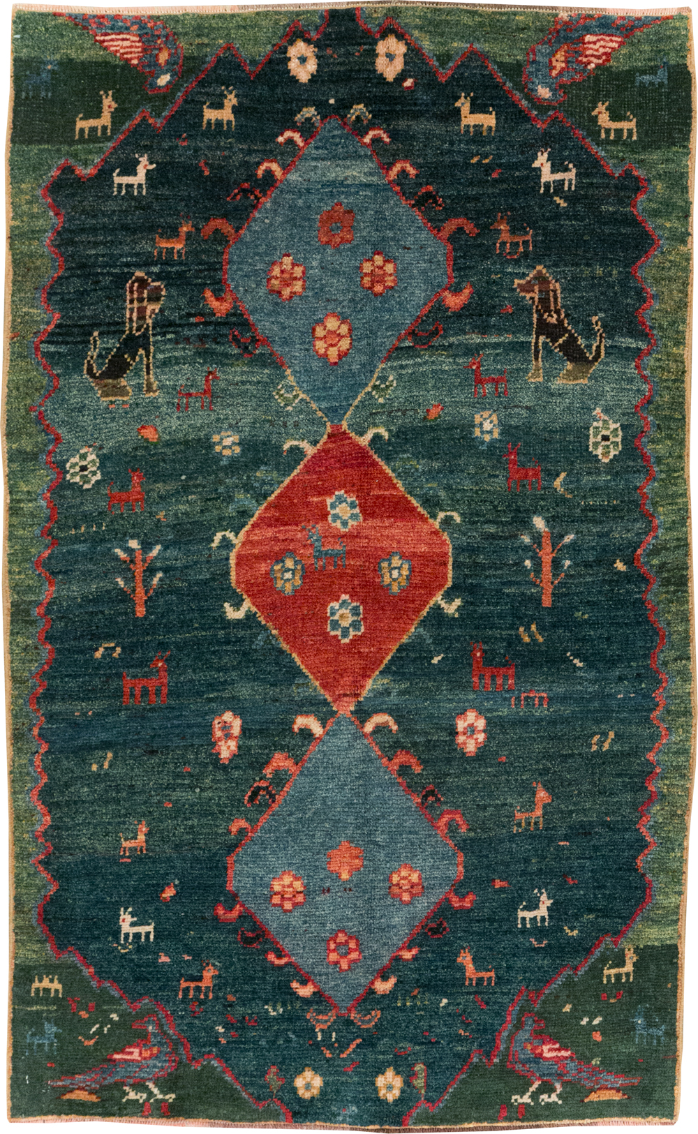 Vintage Persian Gabbeh Throw Rug, No.30475 - Gsblank
