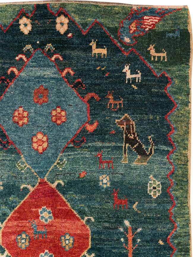 Vintage Persian Gabbeh Throw Rug, No.30475 - Gsblank