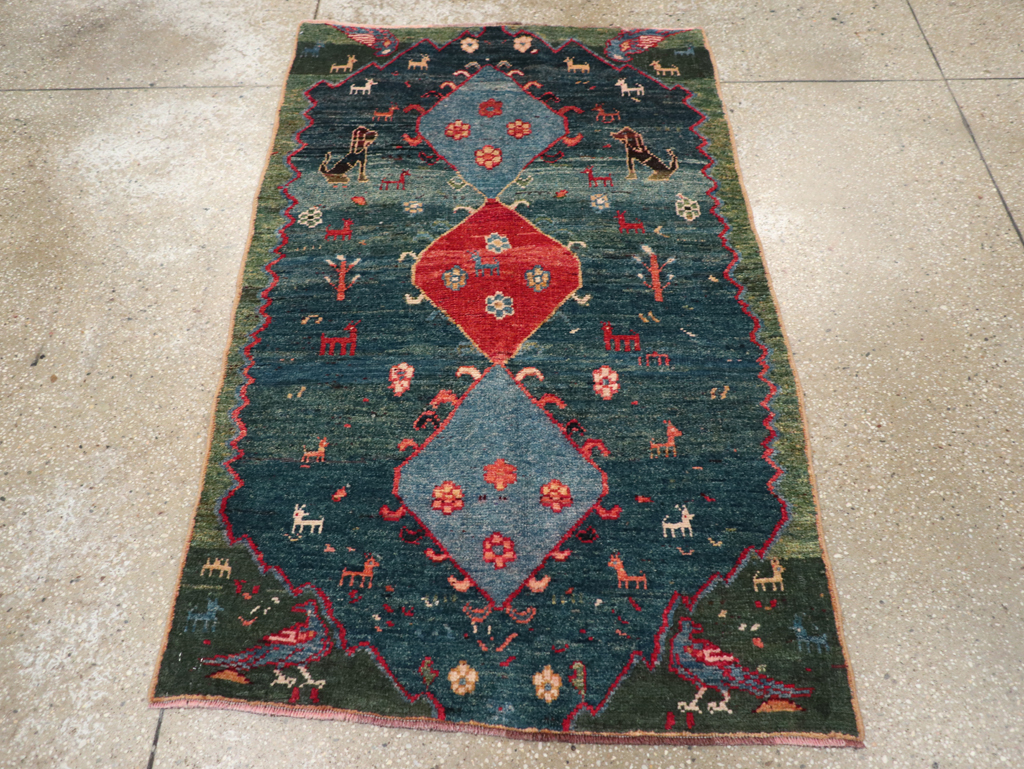 Vintage Persian Gabbeh Throw Rug, No.30475 - Gsblank