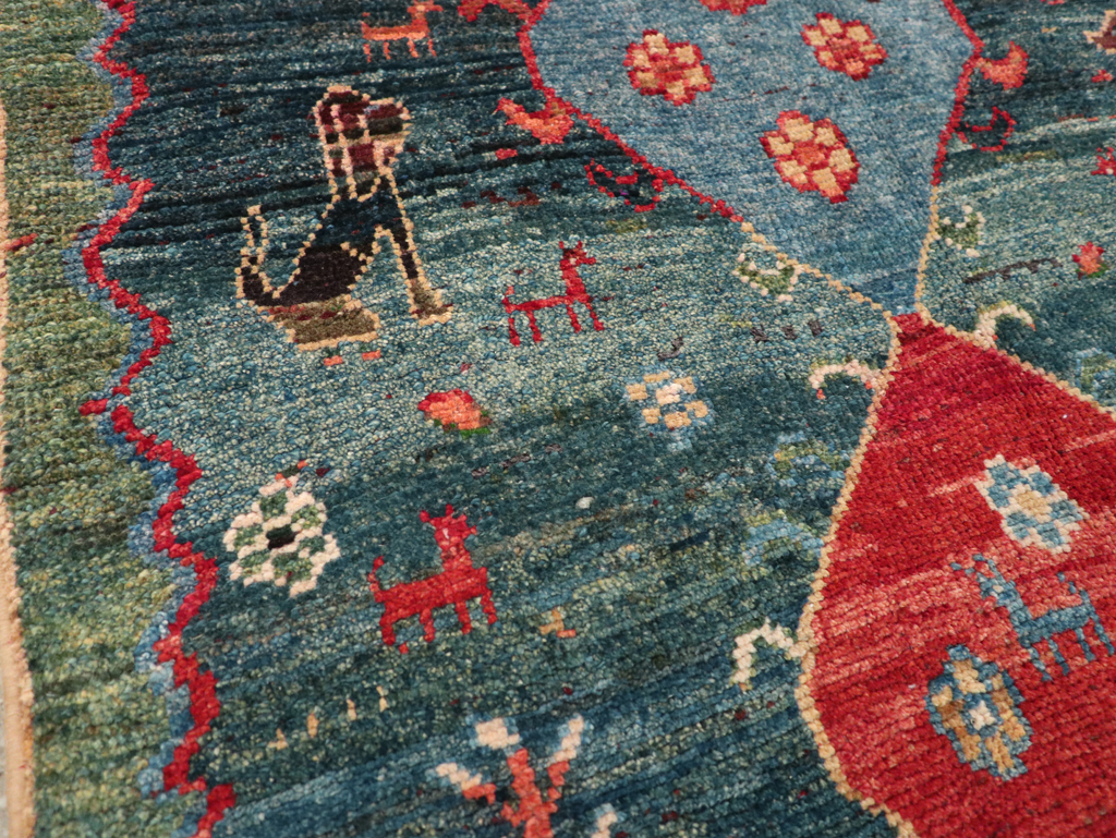 Vintage Persian Gabbeh Throw Rug, No.30475 - Gsblank