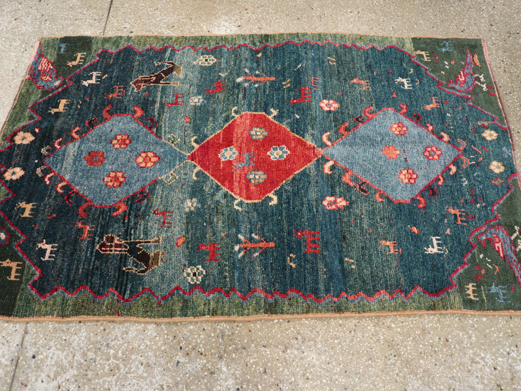 Vintage Persian Gabbeh Throw Rug, No.30475 - Gsblank