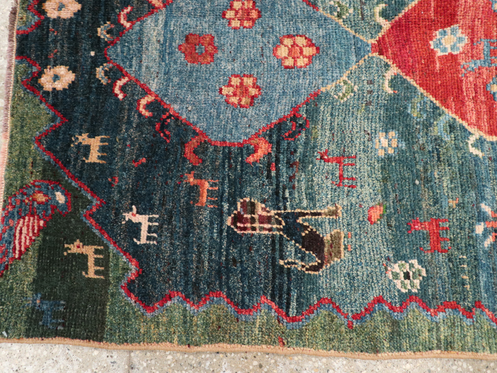 Vintage Persian Gabbeh Throw Rug, No.30475 - Gsblank