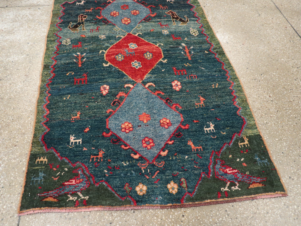 Vintage Persian Gabbeh Throw Rug, No.30475 - Gsblank