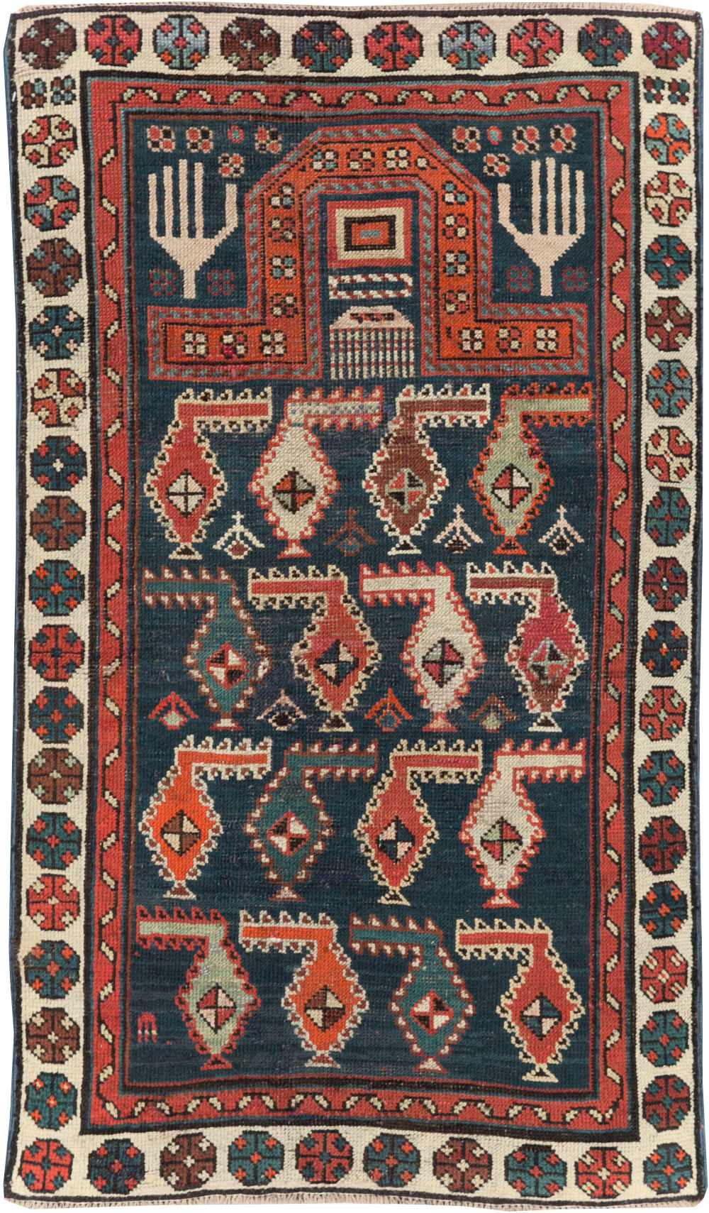 Antique Caucasian Throw Rug, No.30488 - Gsblank