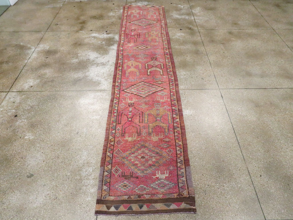 Vintage Turkish Anatolian Pictorial Runner, No.30492 - Gsblank