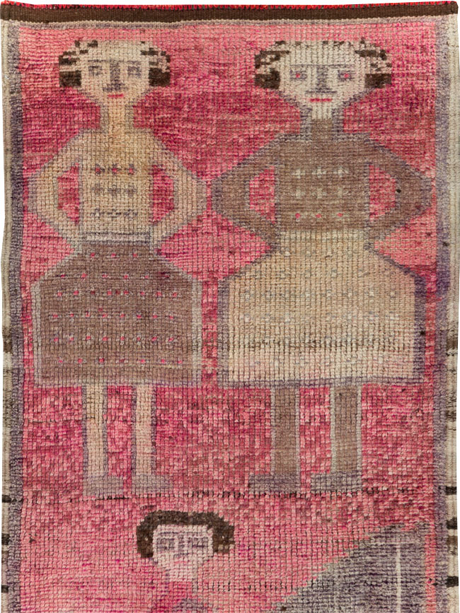 Vintage Turkish Anatolian Pictorial Runner, No.30493 - Gsblank