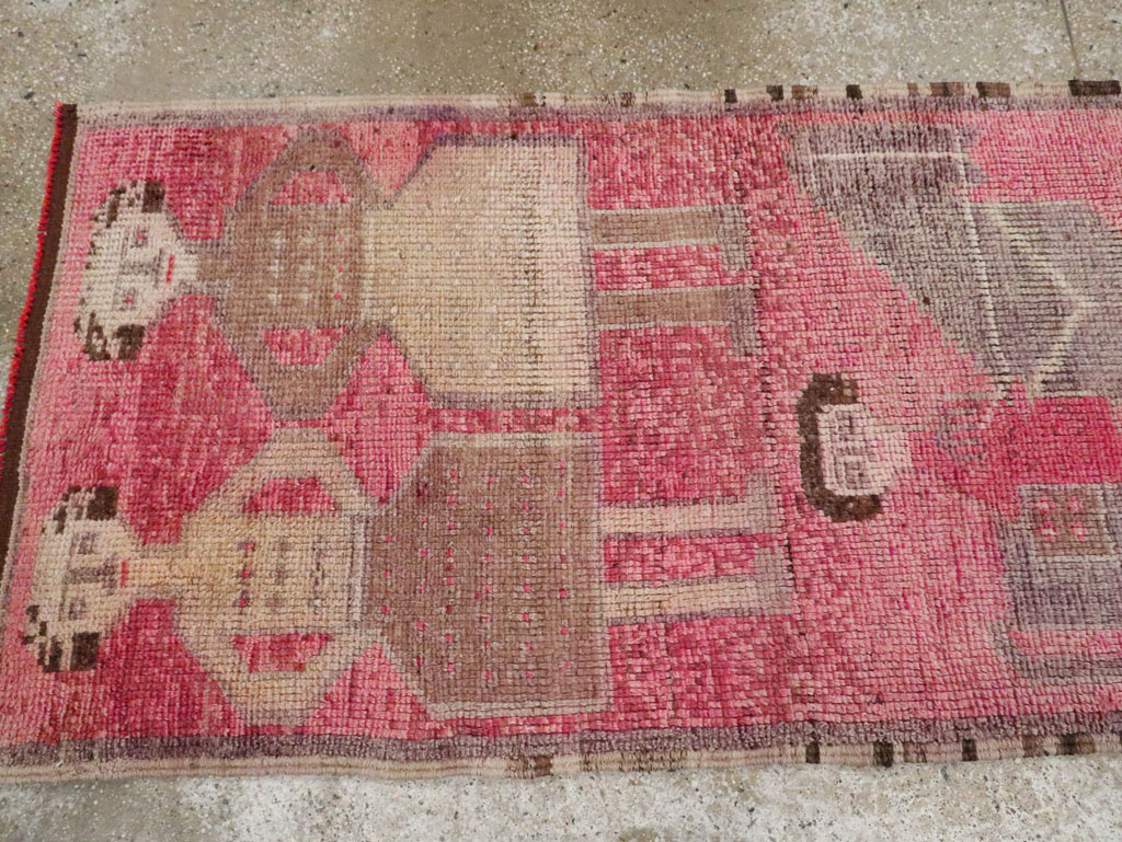 Vintage Turkish Anatolian Pictorial Runner, No.30493 - Gsblank