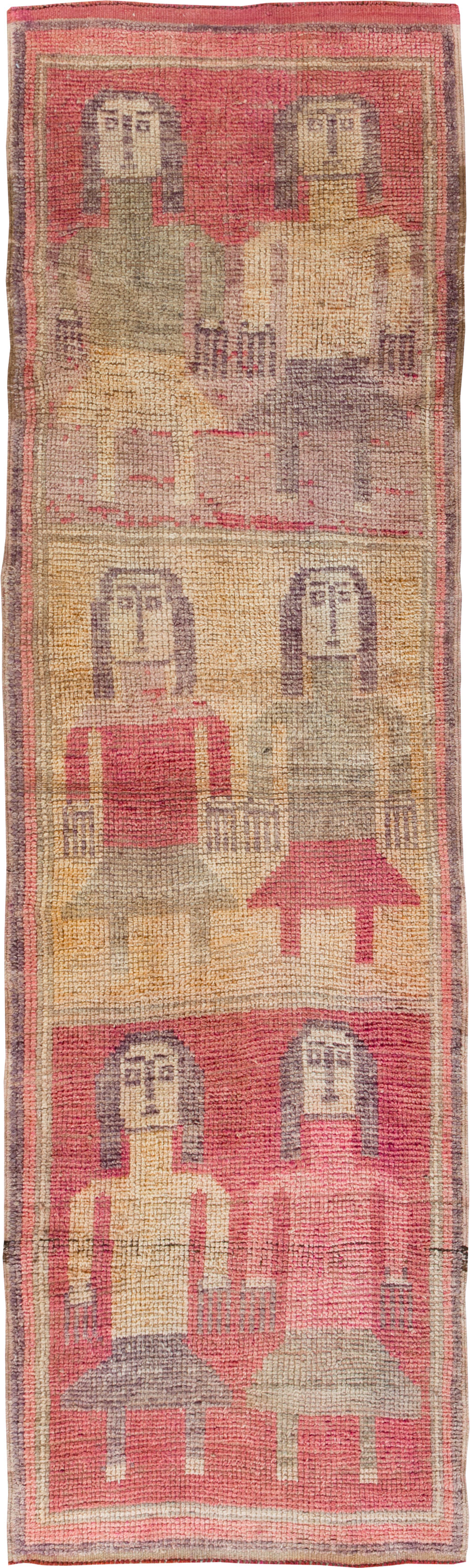 Vintage Turkish Anatolian Pictorial Runner, No.30494 - Gsblank