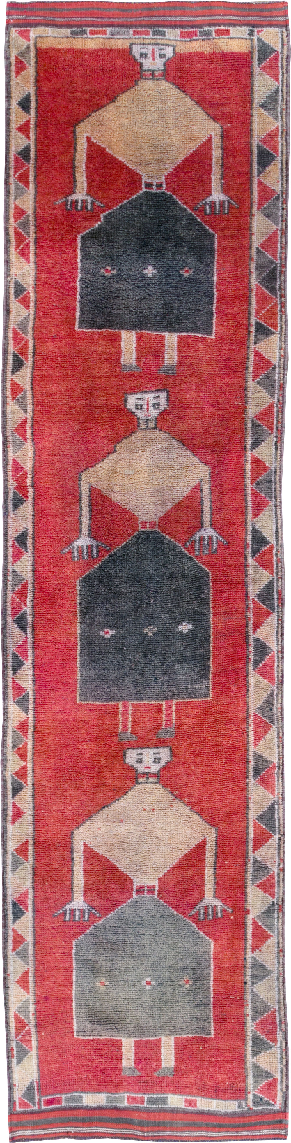 Vintage Turkish Anatolian Pictorial Runner, No.30495 - Gsblank