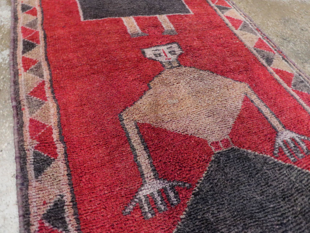 Vintage Turkish Anatolian Pictorial Runner, No.30495 - Gsblank