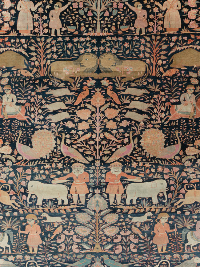 Antique Persian Mohtasham Kashan Large Room Size Pictorial Carpet, No.30541 - Gsblank