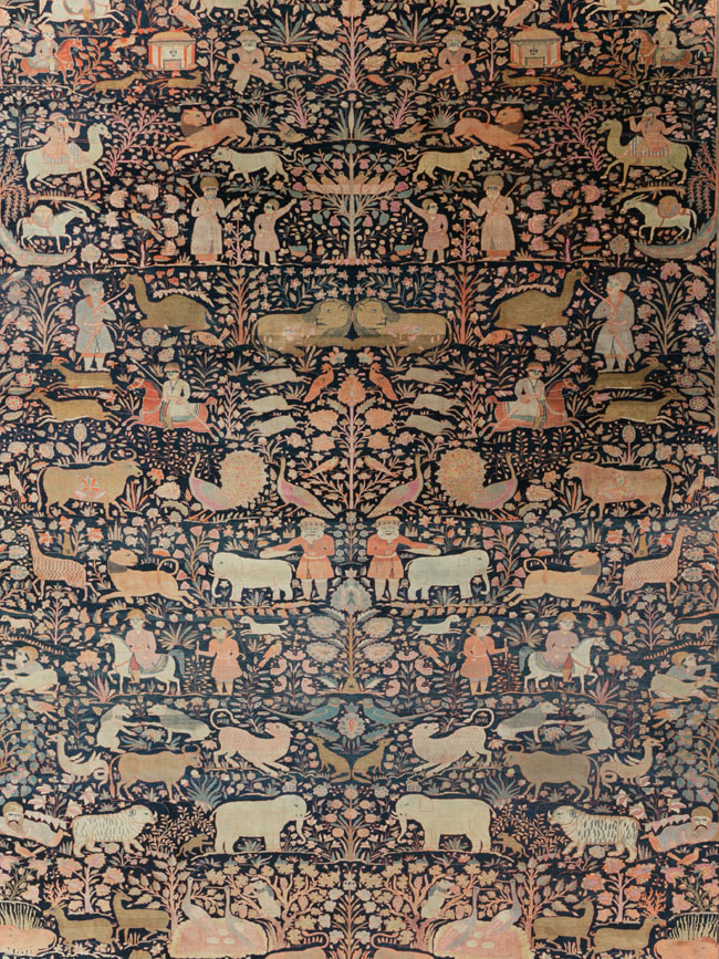 Antique Persian Mohtasham Kashan Large Room Size Pictorial Carpet, No.30541 - Gsblank
