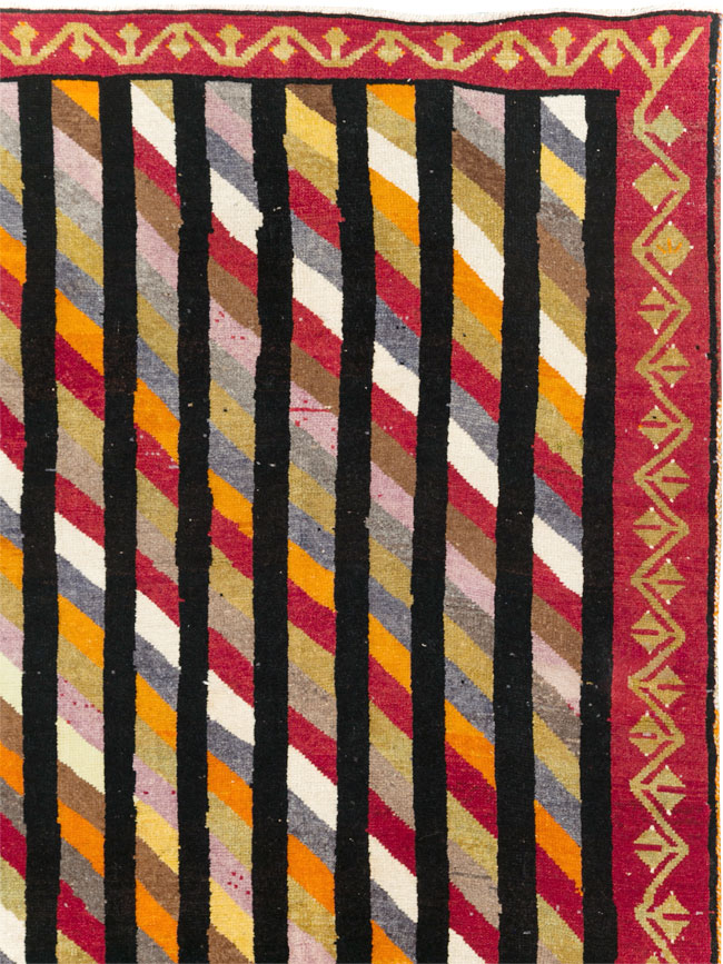 Vintage Turkish Anatolian Art Deco Style Small Room Size Carpet, No.30551 - Gsblank