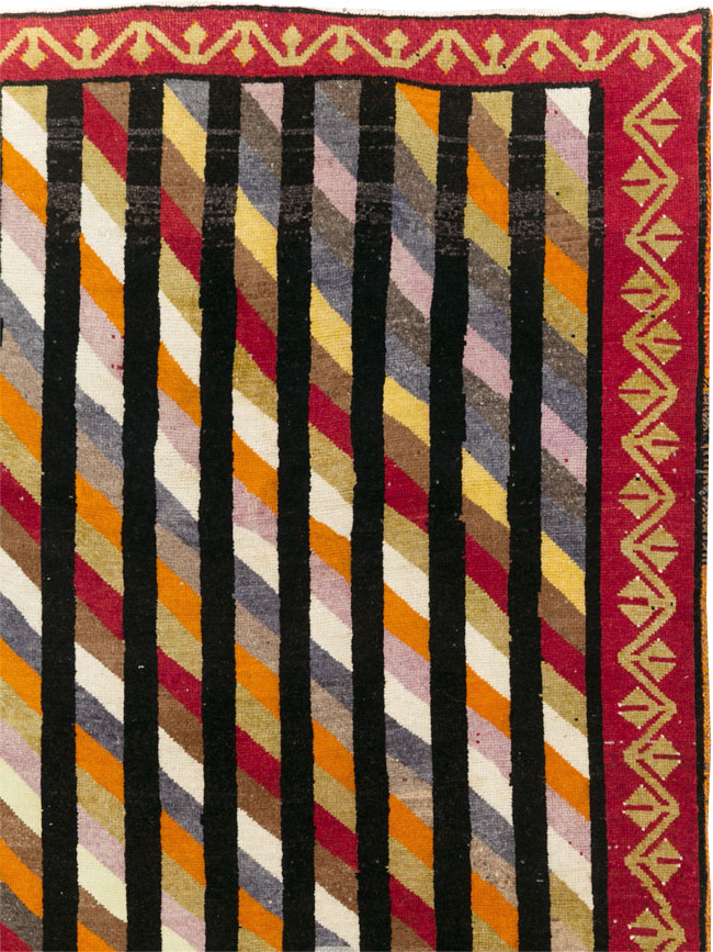 Vintage Turkish Anatolian Art Deco Style Small Room Size Carpet, No.30551 - Gsblank