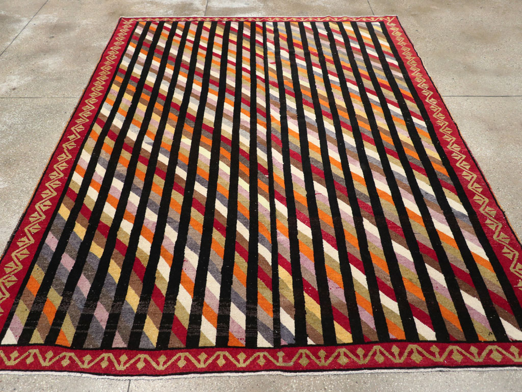 Vintage Turkish Anatolian Art Deco Style Small Room Size Carpet, No.30551 - Gsblank