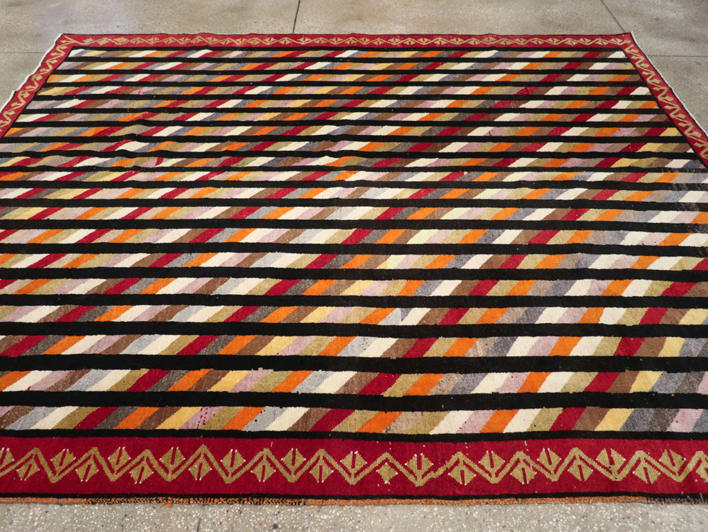 Vintage Turkish Anatolian Art Deco Style Small Room Size Carpet, No.30551 - Gsblank