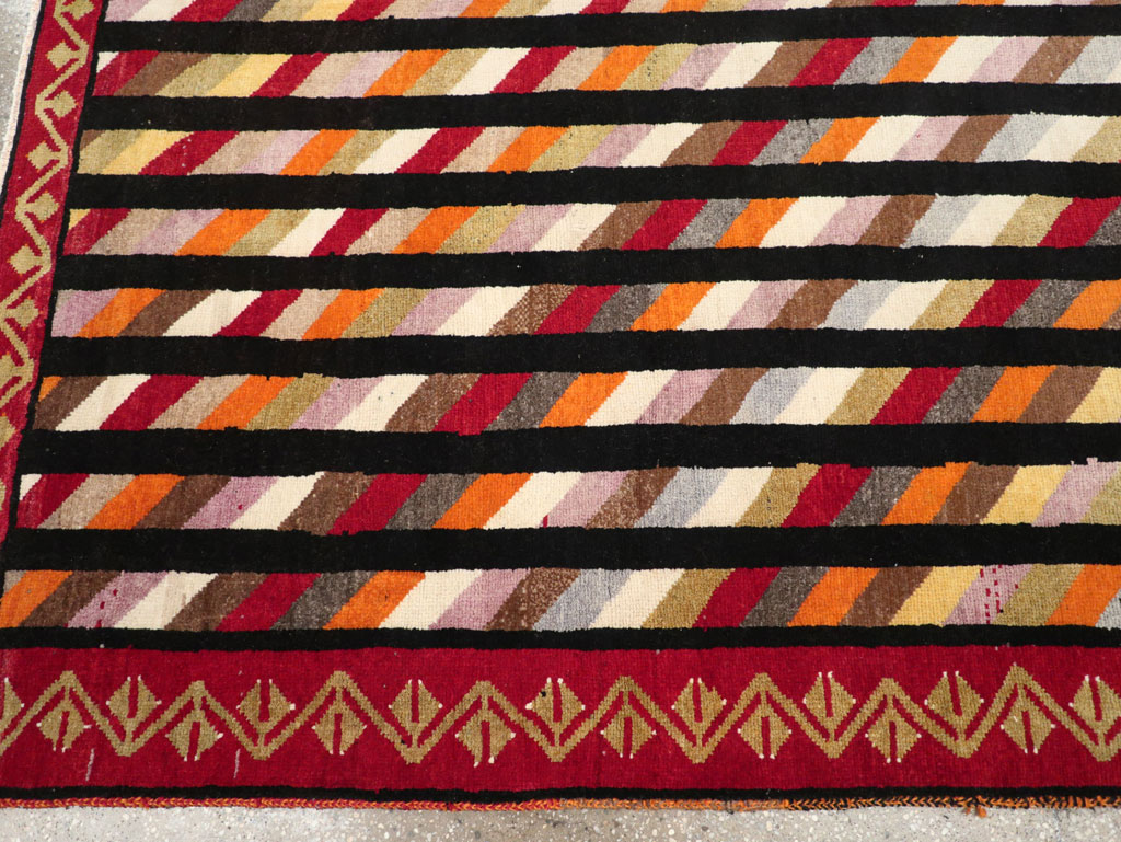 Vintage Turkish Anatolian Art Deco Style Small Room Size Carpet, No.30551 - Gsblank