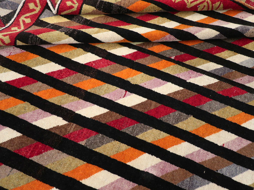 Vintage Turkish Anatolian Art Deco Style Small Room Size Carpet, No.30551 - Gsblank