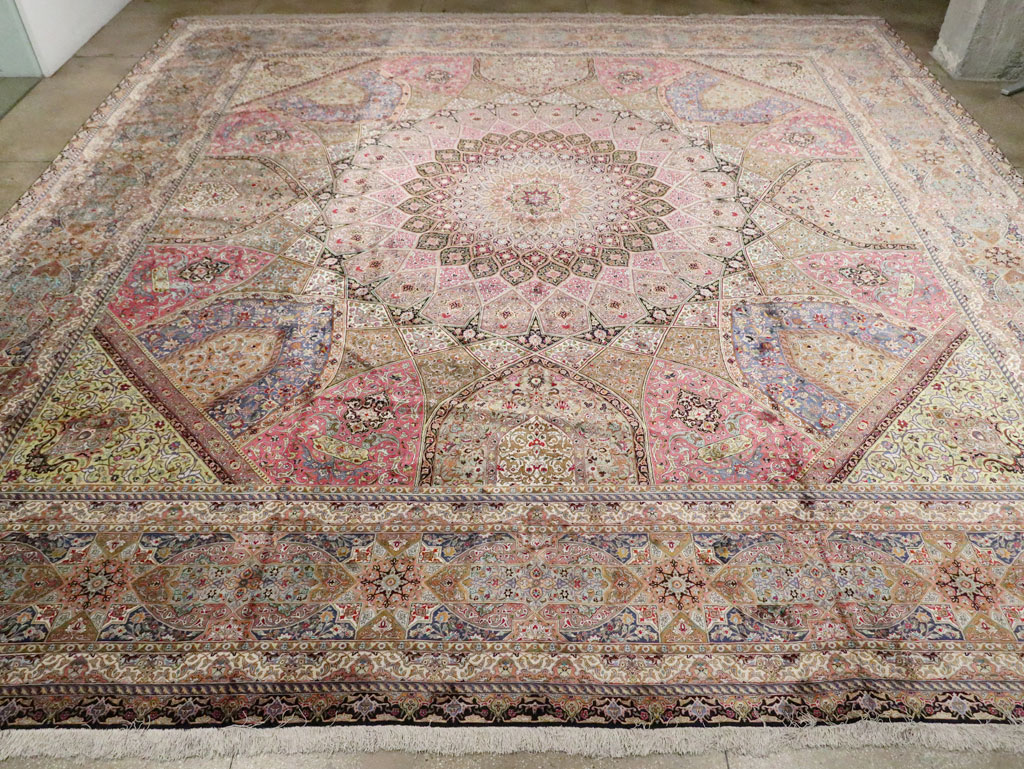 Modern Persian Silk Quom Square Oversize Carpet, No.30556 - Gsblank
