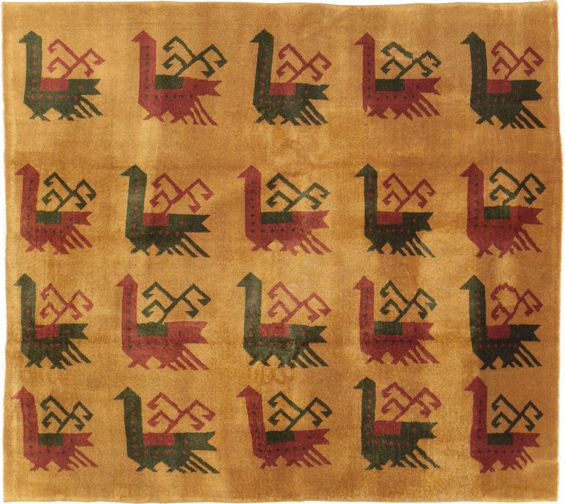 Vintage Turkish Art Deco Accent Carpet, No.30586 - Gsblank