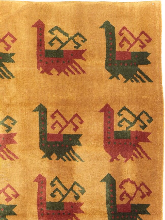 Vintage Turkish Art Deco Accent Carpet, No.30586 - Gsblank